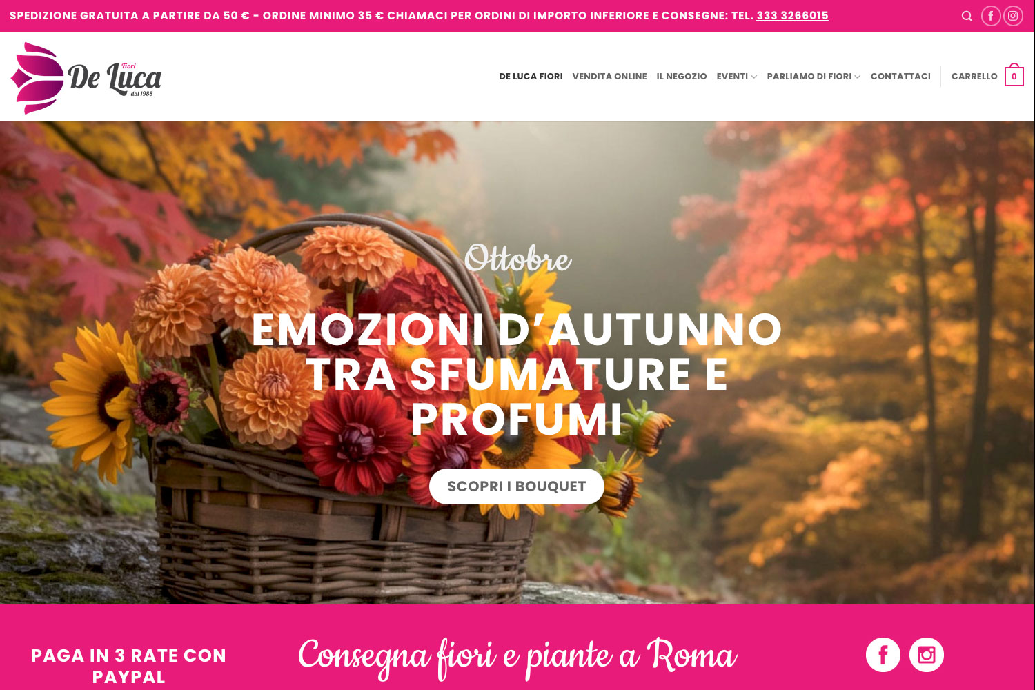 Restyling sito e-commerce e strategia digitale per De Luca Fiori